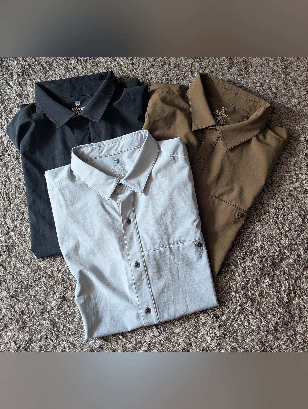 Kuhl Tufflex Black Brown Grey Short Sleeve Button Up Renegade Shirt Men's XXL 3